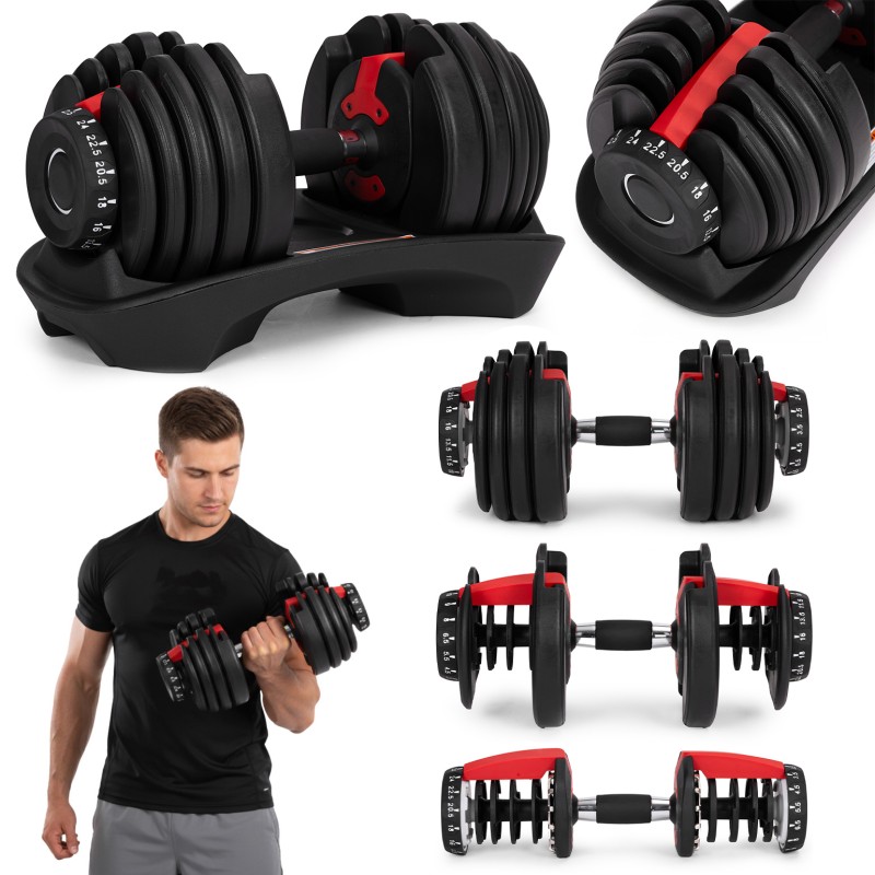 Reguleeritav malmist hantel alusega 2,5-24 kg, MOVEPRO