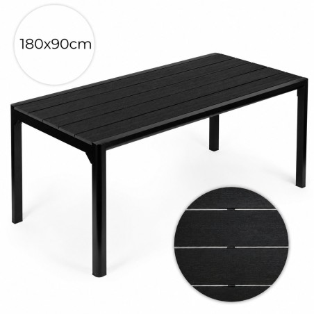 Suur 8-kohaline aialaud 180×90 cm terrassile ja aeda – must 