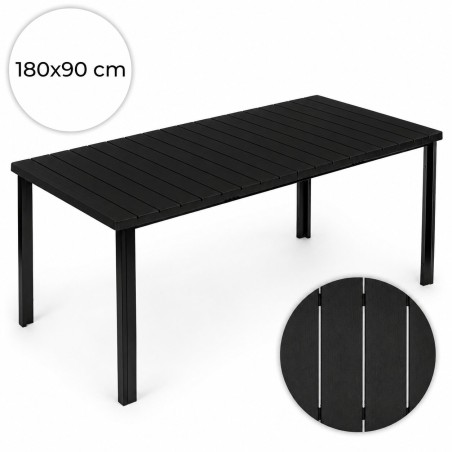 Suur 8-kohaline aialaud 180×90 cm terrassile ja aeda – must 
