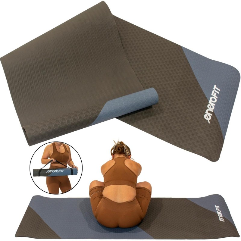TPE libisemisvastane jooga- ja fitnessmatt MUST JA SININE ENERO FIT