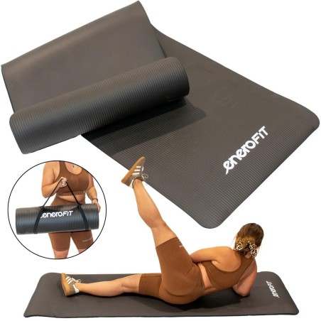 FITNESS MATT NBR libisemisvastane 183x61x1,5cm MUST + ENERO FIT KATE