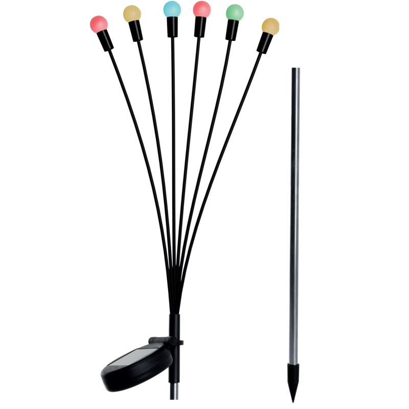 Päikeselamp aeda 6 LED 72 cm värvilised pallid