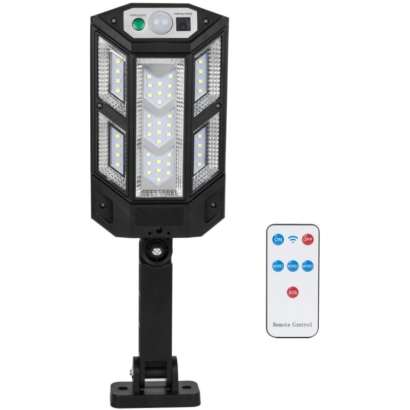 Päikese tänavavalgusti 43 LED, must, IP44 ja kaugjuhtimispult