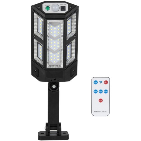 Päikese tänavavalgusti 43 LED, must, IP44 ja kaugjuhtimispult