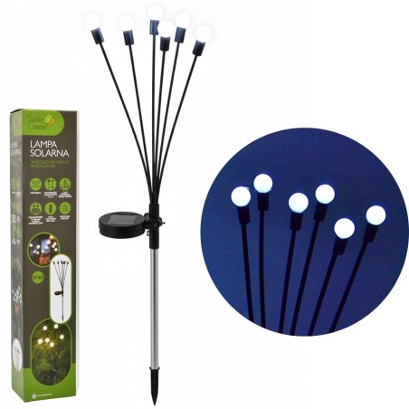 Päikese lamp 6 LED, 72 cm, külm valge – tuules tantsivad pallid