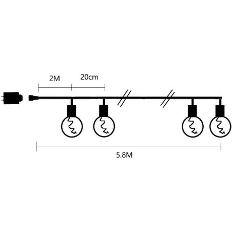PEOVALGUS VÄLIS GARLAND 20 PINNID 100LED 5,8M 230V