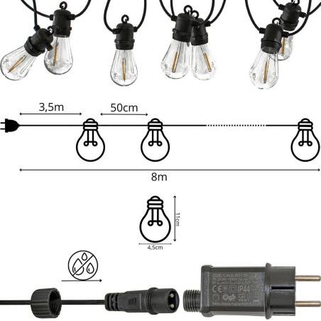 Aiavalgustite vanik Peo valgus välis garland 10 LED pirni, 8 m 230 V
