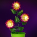 Päikeselamp päevalilledega potis, 3 LED, roheline