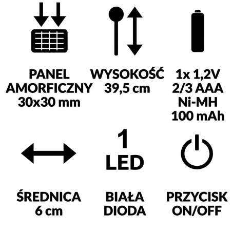 Päikeseaiavalgusti Inox 6×39,5 cm, SS-6289