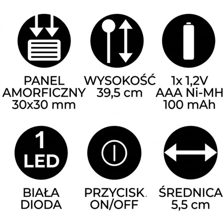 Päikeseaiavalgusti 5,5×39,5 cm INOX PRISM (SS-6287)