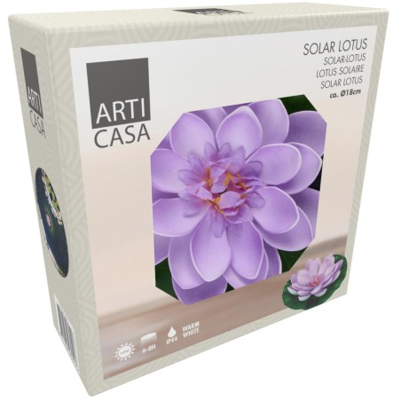 Päikeselamp vesilill Lotus 18 cm lilla – ujuv LED aiavalgusti