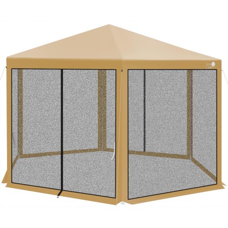 Kuusnurkne aiapaviljon 2x2x2x2,5 m sääsevõrguga, beež