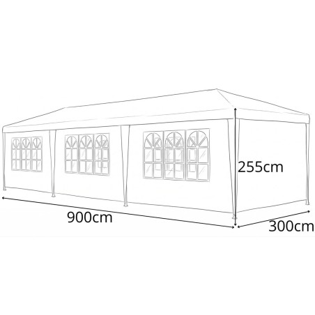 9x3 m aiatelk PE katusega 8 seinaga, meresinine