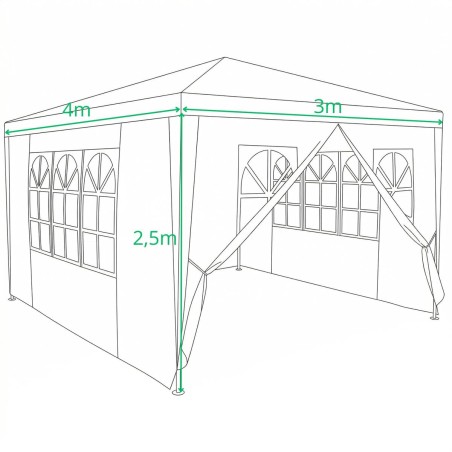 Aiatelk 3x4 m – valge Pavilion Saska aed 2,5 m