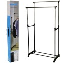 Riidepuu stange 80x42x90–160 cm – reguleeritav ja rattaga