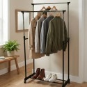Riidepuu stange 80x42x90–160 cm – reguleeritav ja rattaga