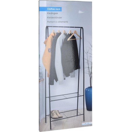 Riidenagi 60x34x151 cm must – kahe riiuliga nagi