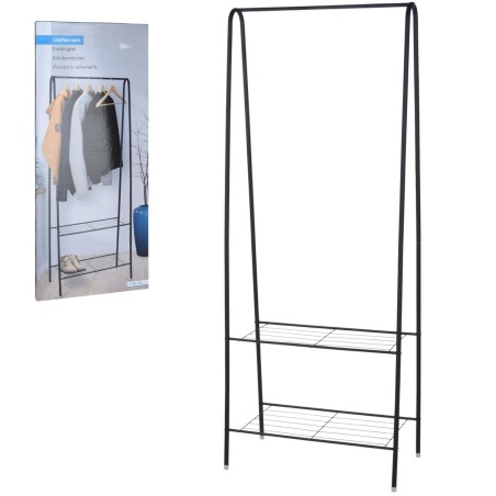 Riidenagi 60x34x151 cm must – kahe riiuliga nagi