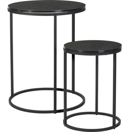 Ümarate diivanilaudade komplekt LOFT RING SIDE 30/40 cm, must MDF ja metall