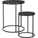 Ümarate diivanilaudade komplekt LOFT RING SIDE 30/40 cm, must MDF ja metall