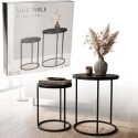 Ümarate diivanilaudade komplekt LOFT RING SIDE 30/40 cm, must MDF ja metall