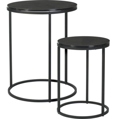 Ümarate diivanilaudade komplekt LOFT RING SIDE 30/40 cm, must MDF ja metall
