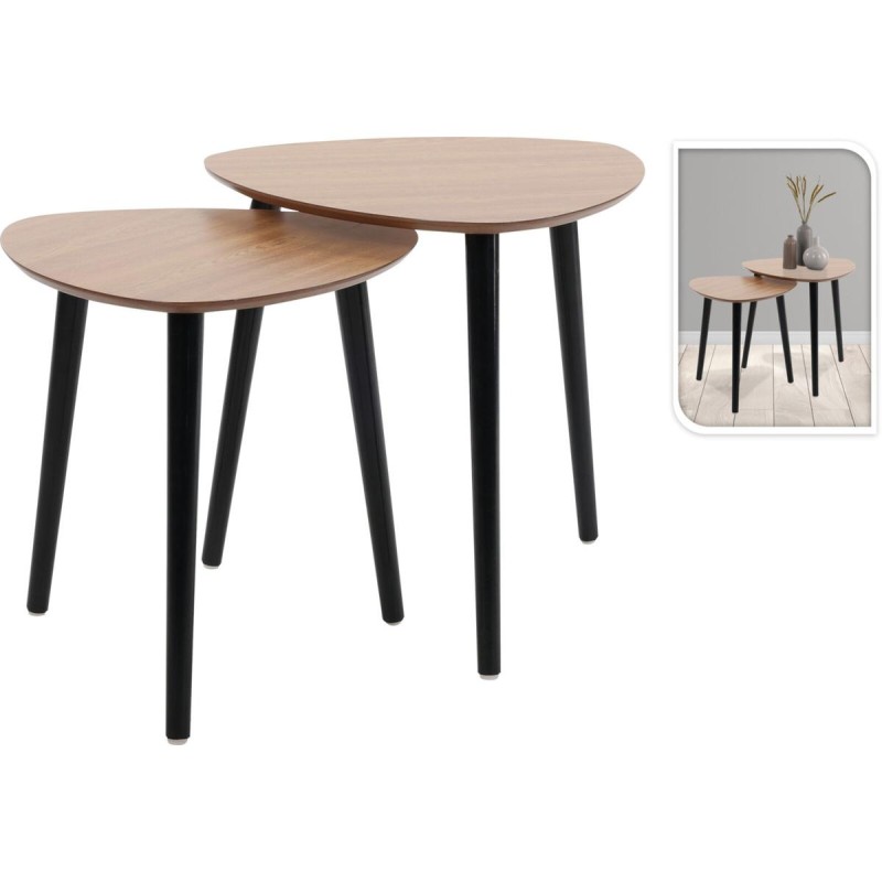 Diivanilaudade komplekt 2 tk MDF ja mustad jalad