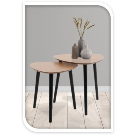 Diivanilaudade komplekt 2 tk MDF ja mustad jalad