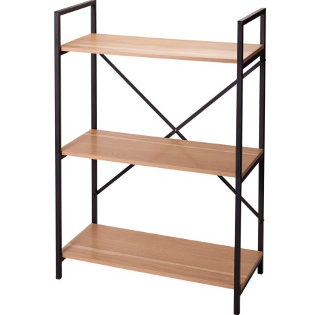 LOFT 3-korruseline lillepostament, MDF puit ja must metall – 77 × 27,5 × 84 cm