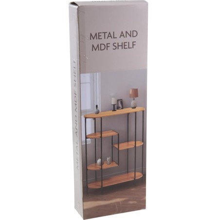 Ovaalne 5-korruseline lillepostament 77×30×95 cm MDF (puitu imiteeriv) ja metall, pruun-must