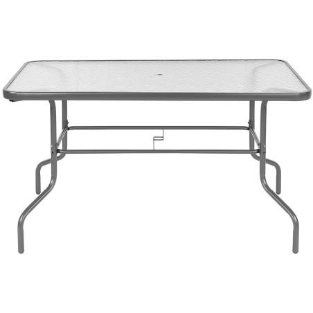 Aiamööbli komplekt: laud 130×80×70 cm, 4 tooli ja hall vihmavari