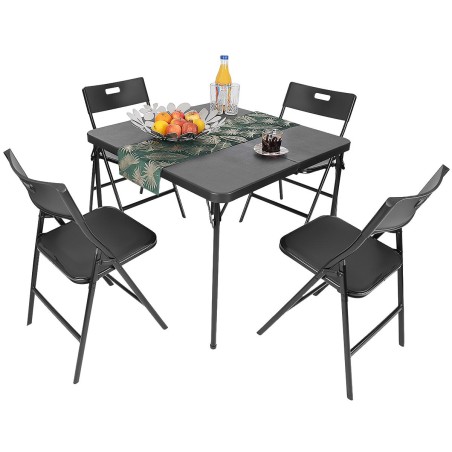 Kokkupandav aiamööbli komplekt laud 86,5x86,5x71 cm ja 4 musta tooli
