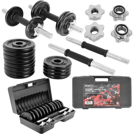 Malmist hantlid 15 kg (2x7,5 kg) ENERO FIT kohvriga
