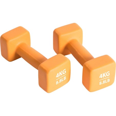 Neopreenkattega hantlikomplekt 2x4 kg Pure 2 Improve (oranž)