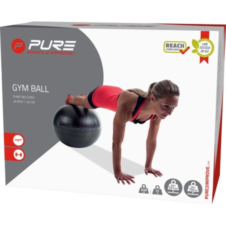Pure 2 Improve 65 cm võimlemispall must – PVC + pump
