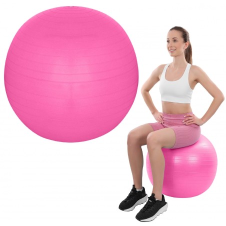 Võimlemispall 75 cm antiburst roosa – PVC ja pump