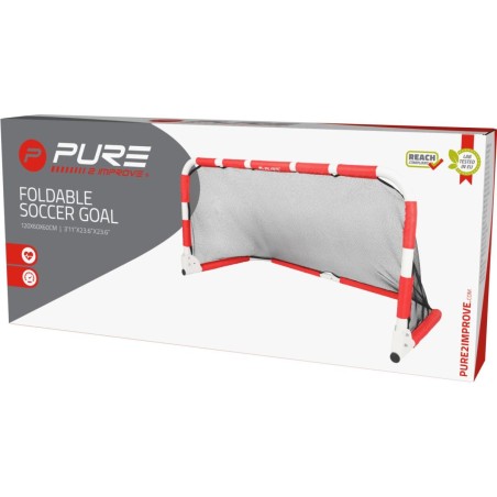 Jalgpallivärav 120x60x60 cm PURE 2 IMPROVE – valge/punane