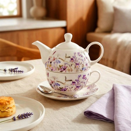 LOUKA portselanist lillepott teetassiga, 3 tk.