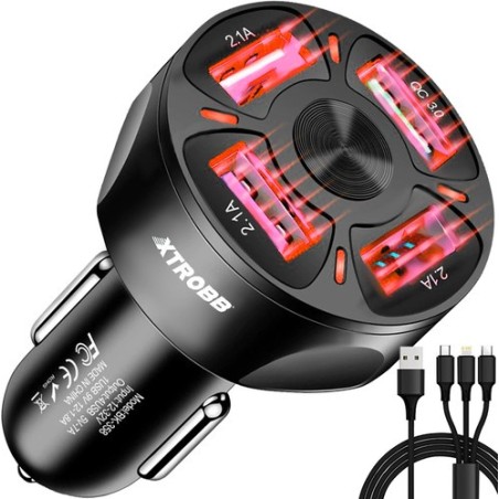 Autolaadija 4x USB + juhe Xtrobb 19907.a
