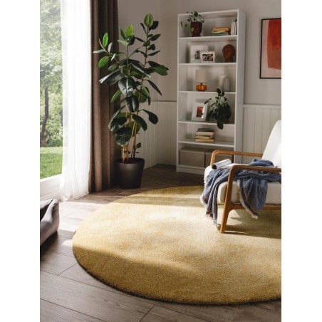 Pestav Shaggy vaip Melvin Yellow ø 150 cm ümmargune