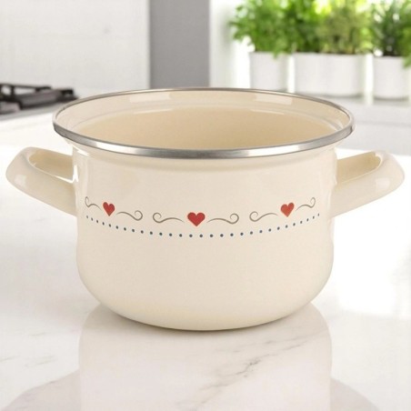 Kreemjas emailpott TONCA 16 cm, 1, 4 liitrit