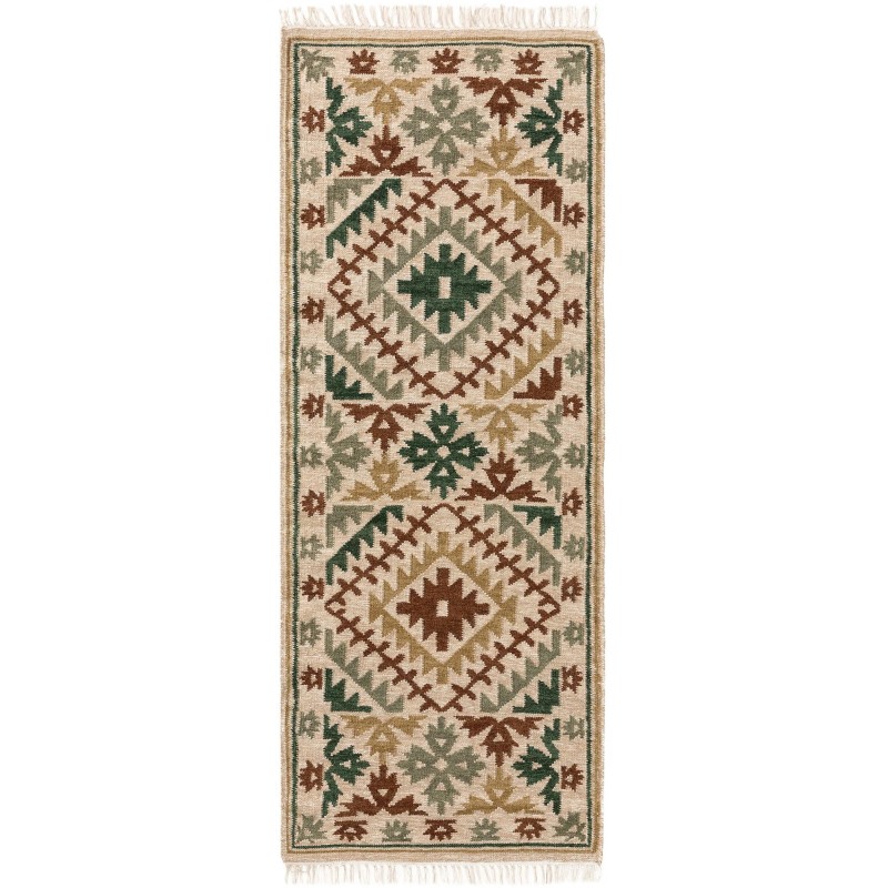 Käsitsi kootud Kilim Zohra Green 80x200 cm