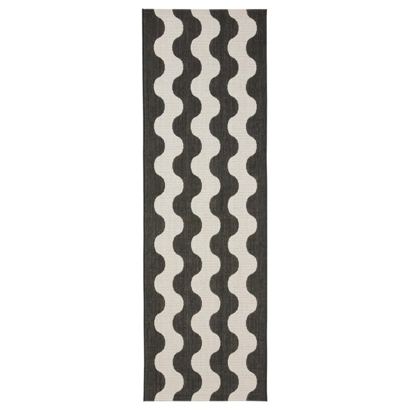 In- & Outdoor Runner Metro must/valge 80x240 cm