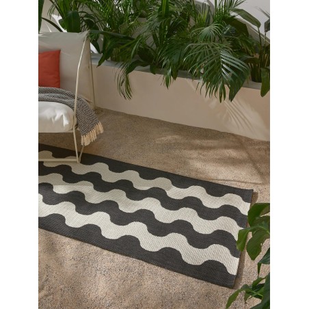 In- & Outdoor Runner Metro must/valge 80x240 cm