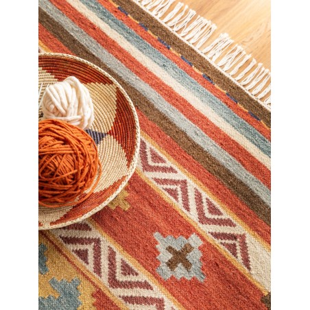 Käsitsi kootud Kilim Zohra mitmevärviline/punane 200x300 cm