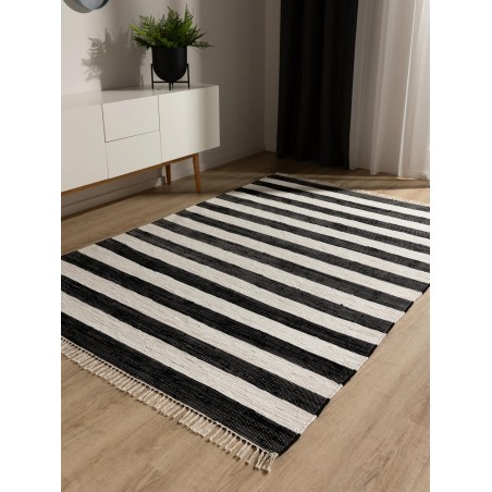 Taaskasutatud materjalist vaip Tom must/valge 70x120 cm