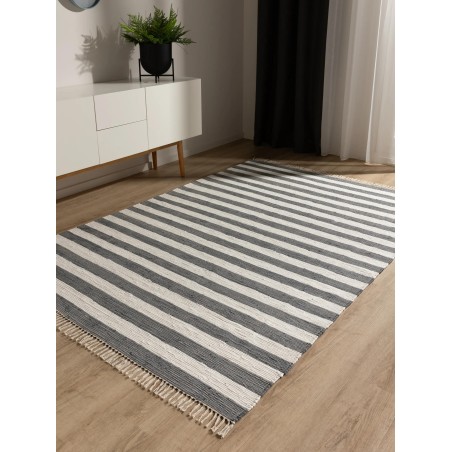 Taaskasutatud materjalist vaip Tom Grey/White 60x100 cm