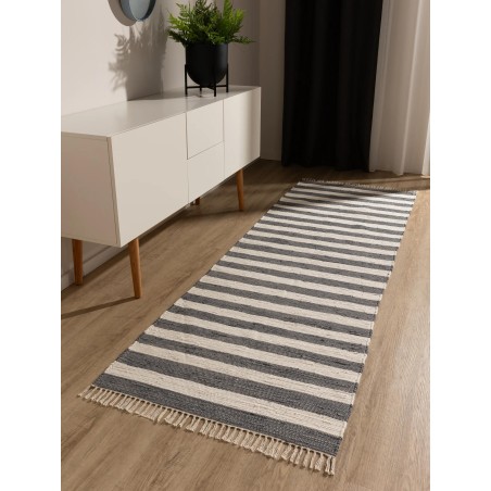 Taaskasutatud materjalist vaip Tom Grey/White 80x250 cm