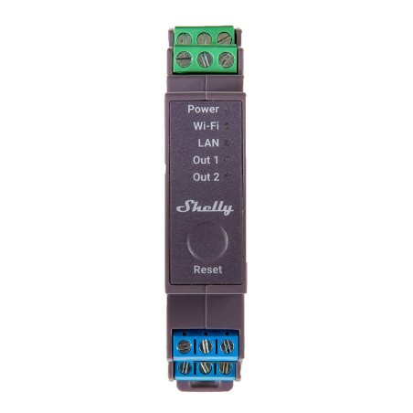Shelly Pro 2 DIN Rail 2-kanaliline relee, WiFi/LAN