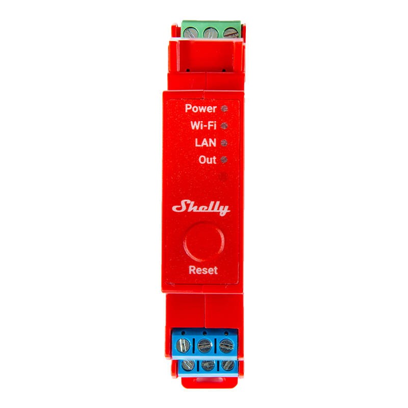 Shelly Pro 1PM DIN-liistu lüliti võimsuse mõõtmisega, 1 kanal, WiFi/LAN